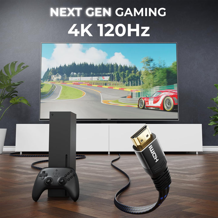 deleyCON 7,5m Flaches 8K HDMI 2.1 Kabel - für TV, Monitor, PS4, PS5, Xbox, Dolby Atmos Soundbar EARC