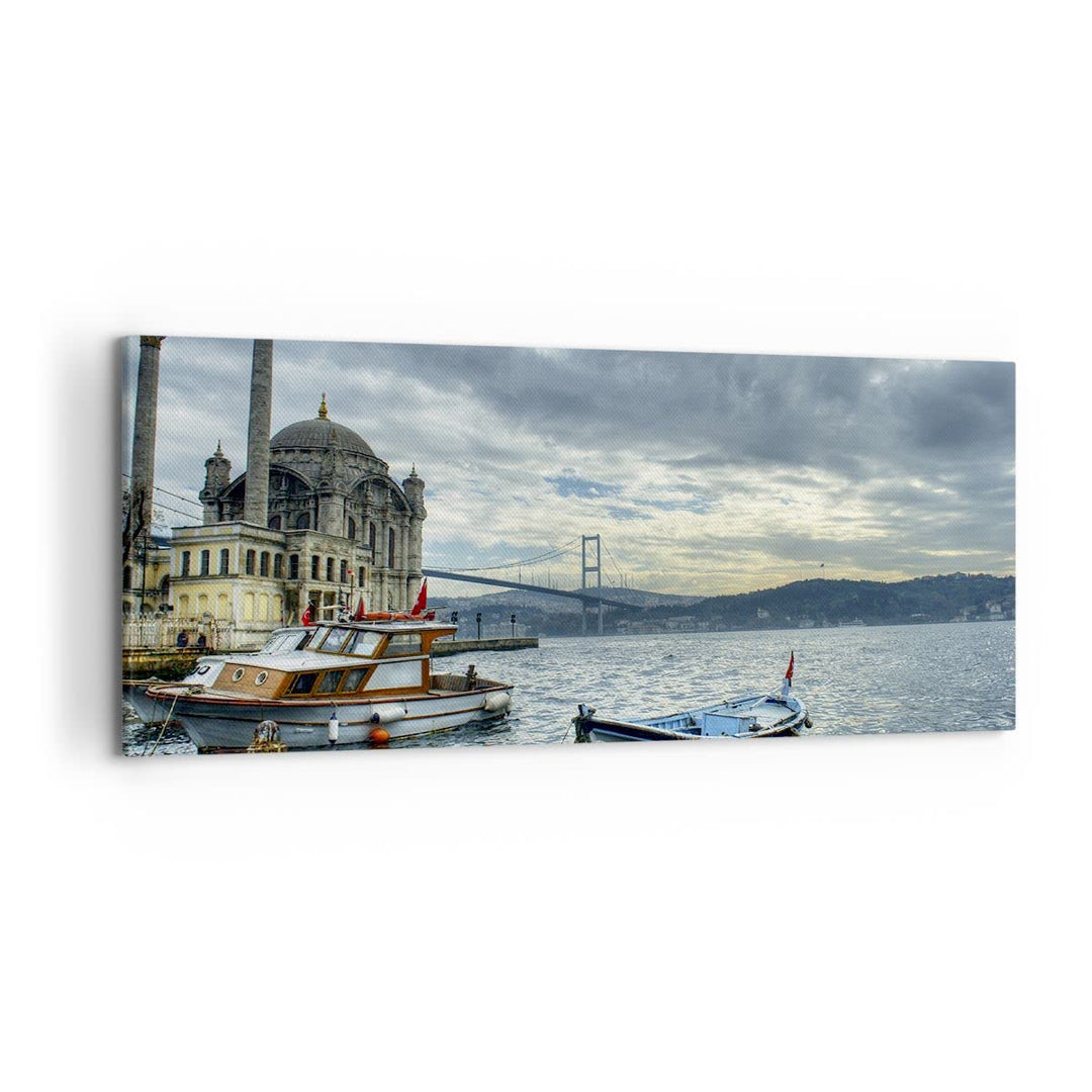 Wandbilder Dekoration Wohnzimmer Architektur asien boot brücke Panorama Bilder auf Leinwand 120x50cm