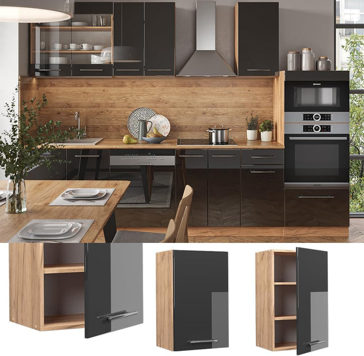 Vicco Hängeschrank Fame-Line, Anthrazit Hochglanz/Goldkraft Eiche, 45 cm Hängeschrank 45 cm Anthrazi