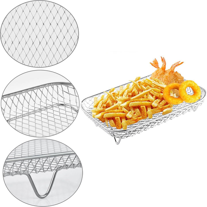 YUEMING Heissluftfritteuse Zubehör, 3 Layers Air Fryer Rack for Ninja Dual Basket mit Silikonfüssen,