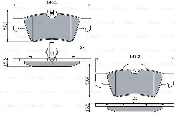 Bosch BP412 Bremsbeläge - Hinterachse - ECE-R90 Zertifizierung - vier Bremsbeläge pro Set