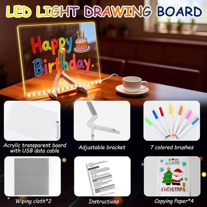 LED Notiztafel mit Farben, Nachrichtentafel Mit LED-Leuchten, Transparente Acryl Tafel Notiztafel Ab