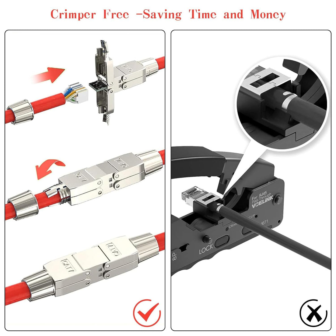 songyea 8×RJ45 Verbinder, Werkzeugloser Netzwerkkabelverbinder, RJ45 Stecker CAT5e, CAT6, CAT7 Verle