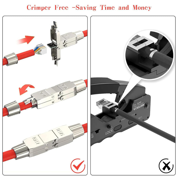 songyea 8×RJ45 Verbinder, Werkzeugloser Netzwerkkabelverbinder, RJ45 Stecker CAT5e, CAT6, CAT7 Verle
