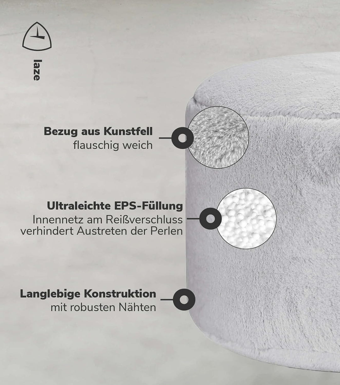 mokebo Pouf XL Hocker aus Kunstfell &