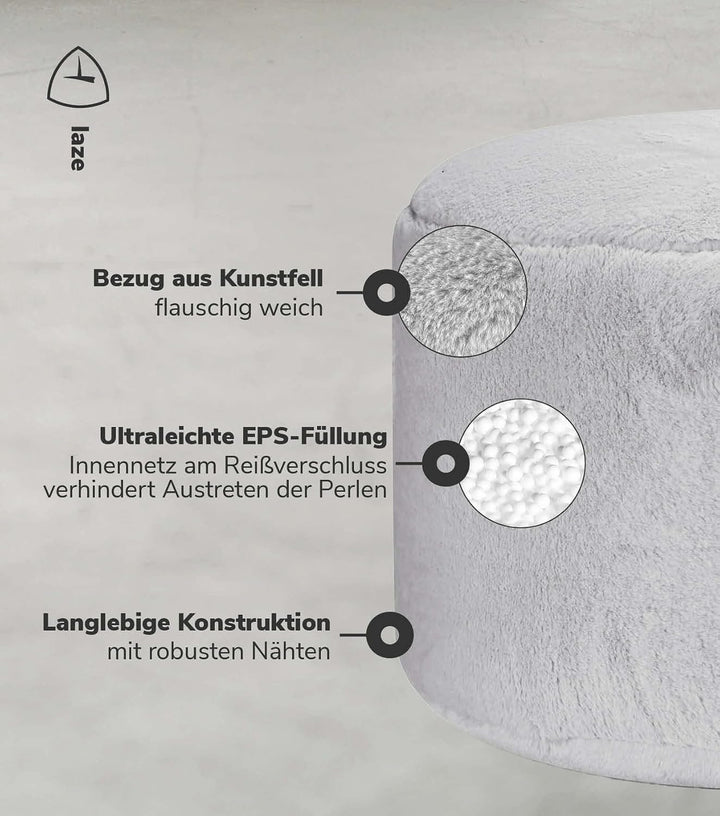 mokebo Pouf XL Hocker aus Kunstfell &