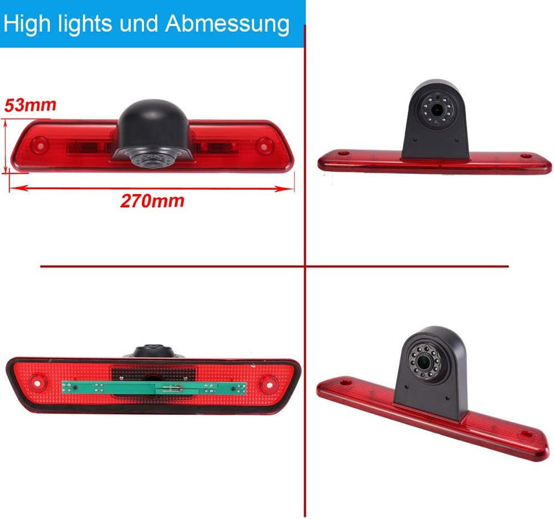 18mm Lens Auto Dach Bremslicht Rückfahrkamera Farbkamera Einparkkamera Rückfahrsystem+7" Zoll LCD Mo
