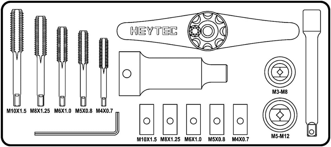 Heytec 50814900000 HSS-Gewindeschneidsatz 16-teilig