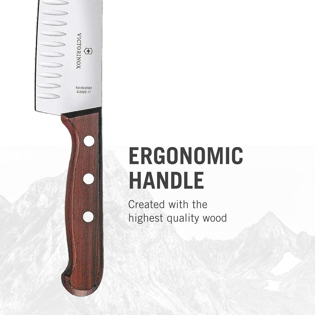 Swiss Modern Santokumesser, Kullenschl., 17cm, Nussb., Geschenks.