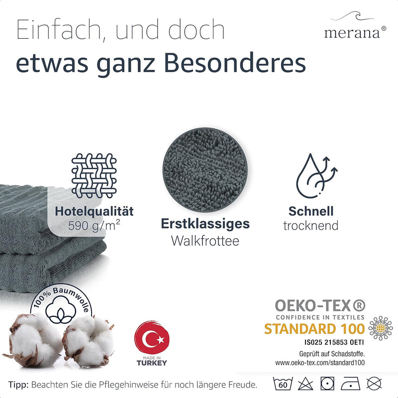 Merana Oslo Gästehandtücher 30x50 cm - 4X Luxus Gästehandtuch - Gäste Handtücher aus 100% feinster B