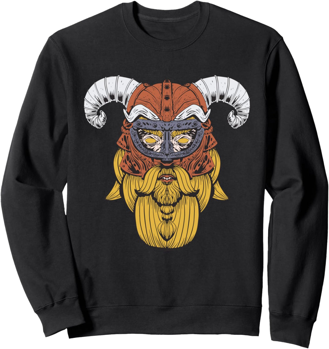 Bärtiger Wikingerkopf im Helm Sweatshirt