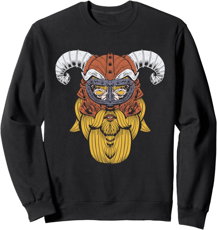 Bärtiger Wikingerkopf im Helm Sweatshirt