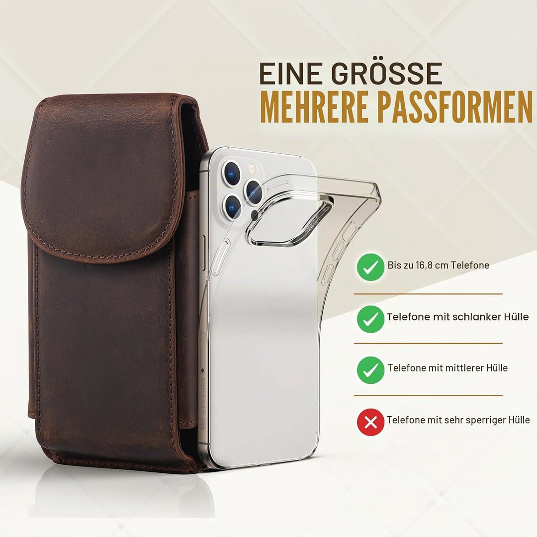 Hengwin Leder Handy Holster Fall Taille Gürtel Tasche für iPhone 17 Pro Max/16Plus iPhone 16 15 14 1