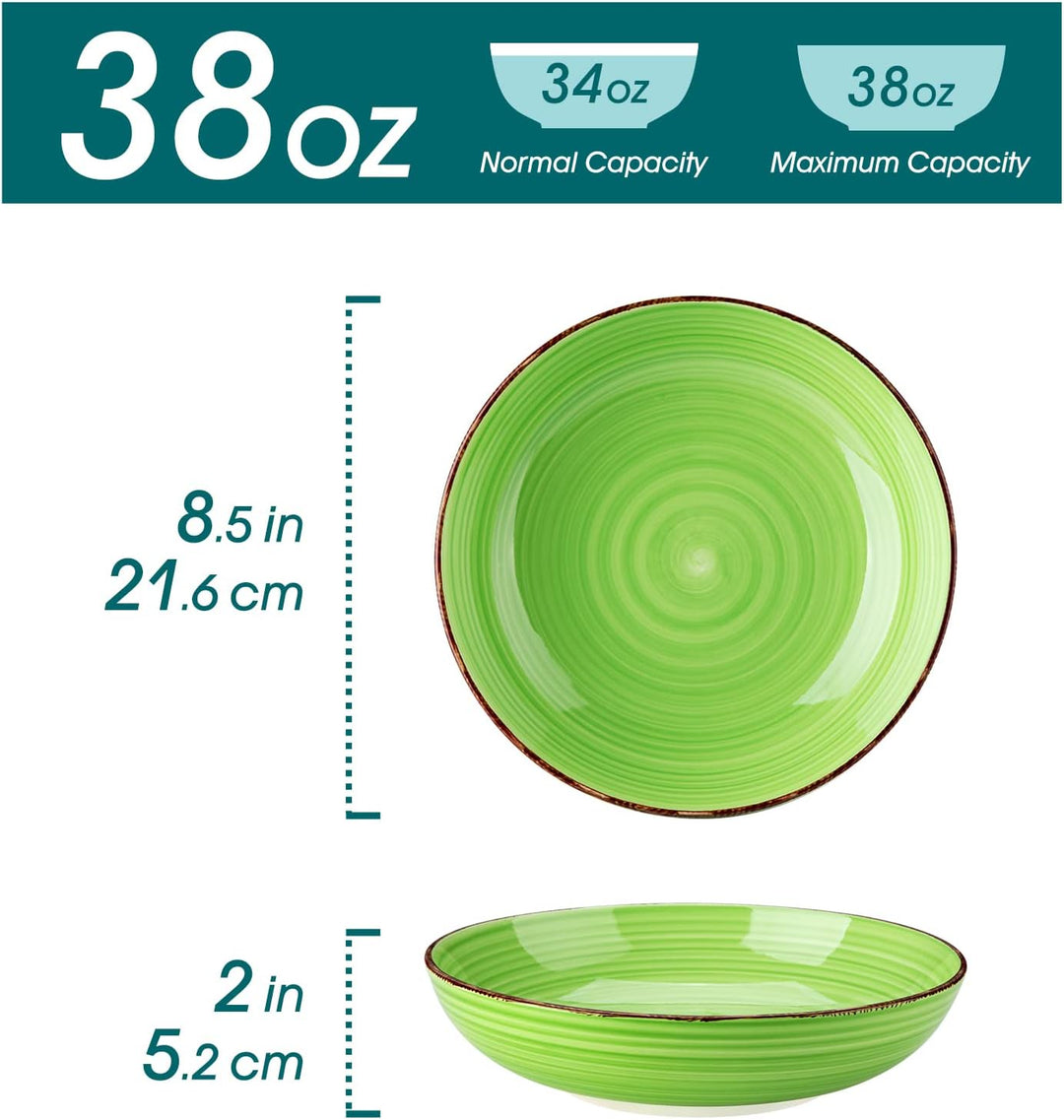 vancasso Suppenschalen Steingut, Bonita Suppenteller 6er Set, Pastateller, Spaghetti Tiefteller, Nud