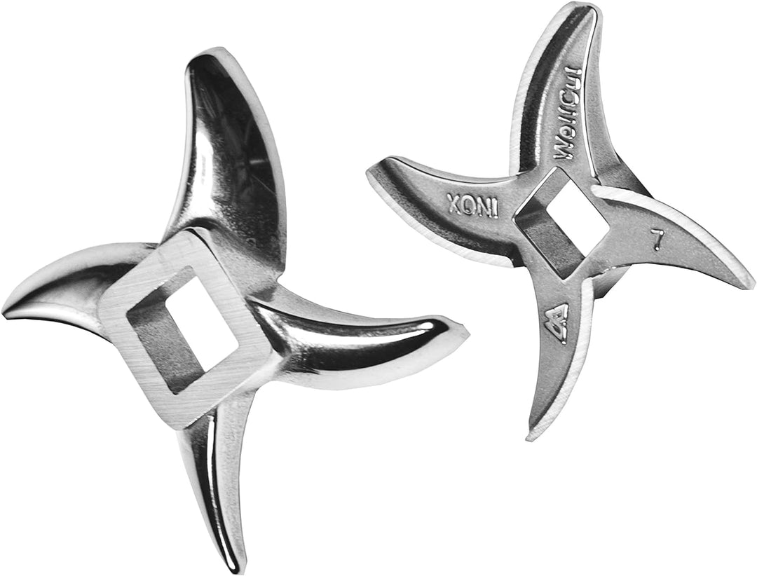 Wolfcut Lochscheibensatz mit 2,0mm + 6,0mm Bohrungen und 1 Sichelmesser- kompatibel mit Fleischwolf