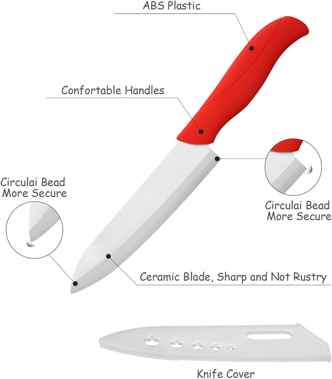 Ballery Keramikmesser Set, Kochmesser Sets mit 4 Keramikmesser und 1 Sparschäler mit Ergonomischem G