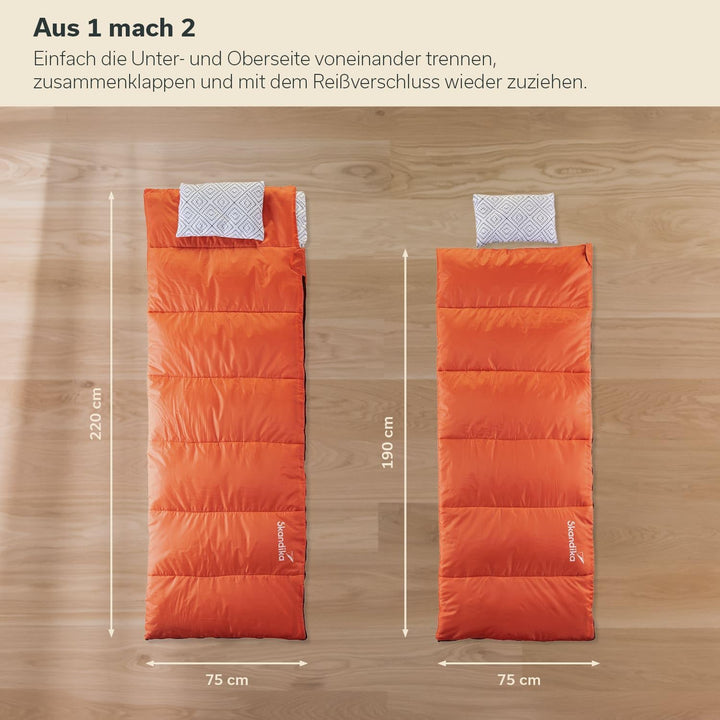 Skandika Doppelschlafsack Iceland Double | Schlafsack 2 Personen 3 Jahreszeiten, mit/ohne Flanell, B