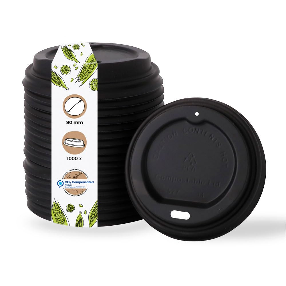 BIOZOYG Coffee To Go Deckel für Trinkbecher Ø 80mm I 1000 Deckel für Pappbecher aus CPLA Biokunststo