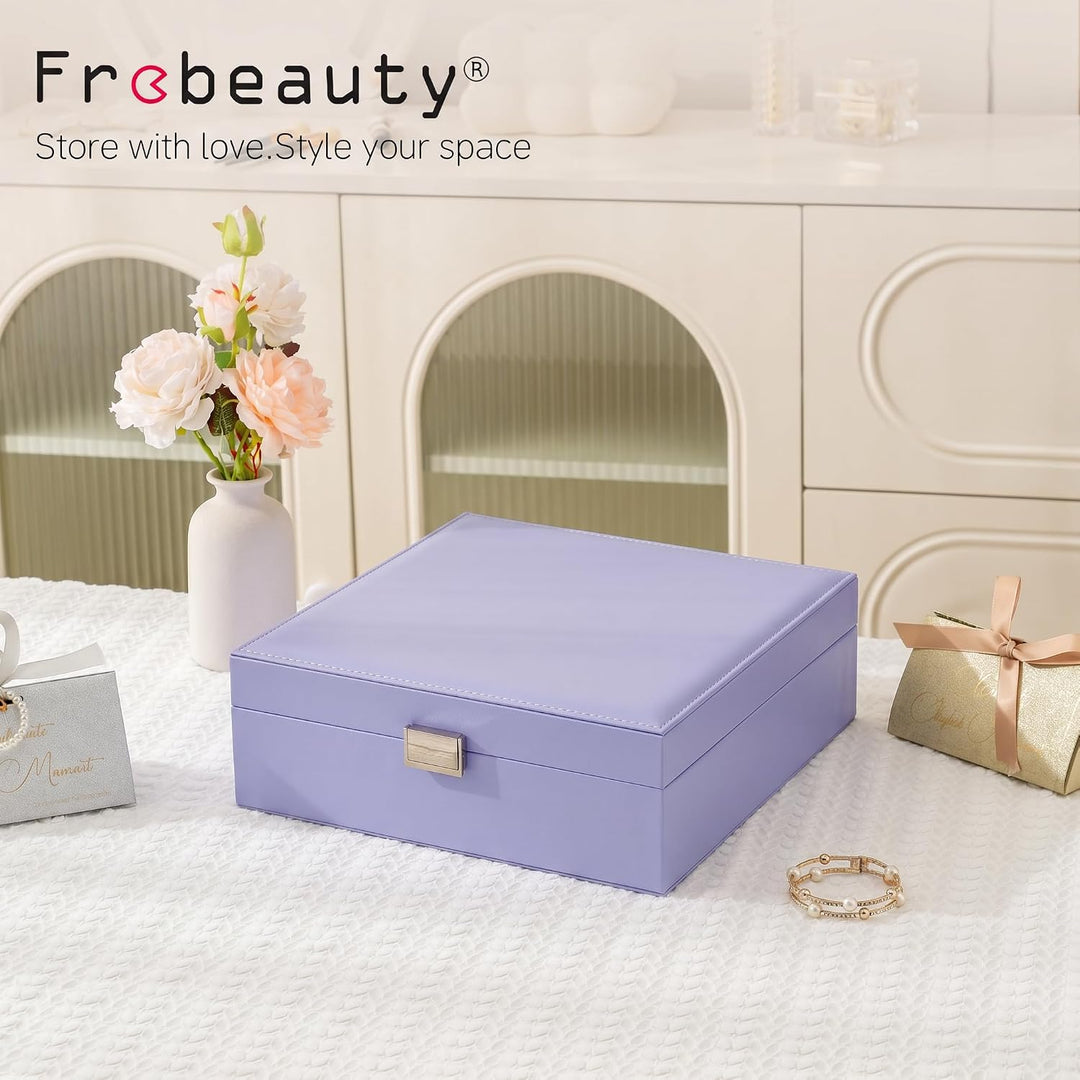 Frebeauty Ohrring-Organizer, klassische Schmuckschatulle, 50 Fächer, doppellagig, Schmuck-Aufbewahru
