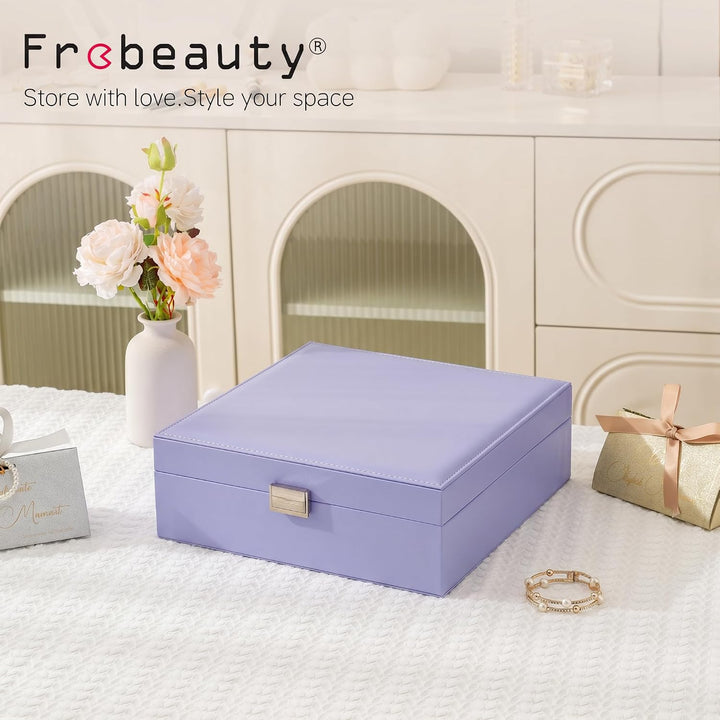 Frebeauty Ohrring-Organizer, klassische Schmuckschatulle, 50 Fächer, doppellagig, Schmuck-Aufbewahru