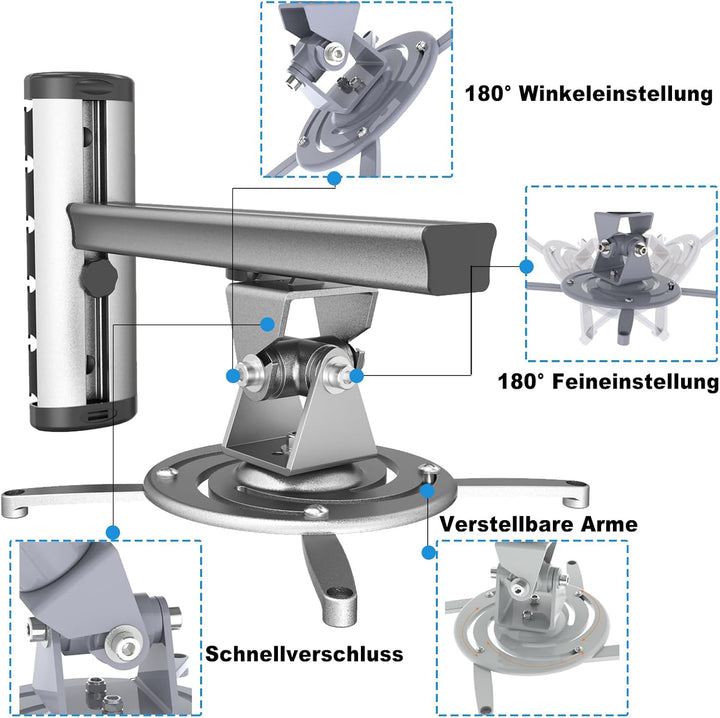 HFTEK – Universal-Wand-Halterung für Beamer und Projektoren (FA03PRS)