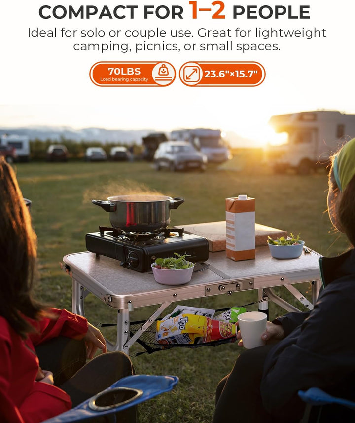 Sportneer Klappbarer Campingtisch, höhenverstellbar, Kleiner Klapptisch, tragbare Campingtische (60