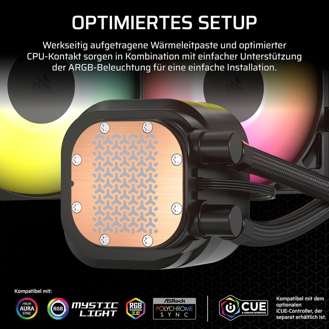 CORSAIR Nautilus 360 RS ARGB CPU-Flüssigkeitskühler – 360mm AIO – Geräuscharm – Direkter Mainboard-A