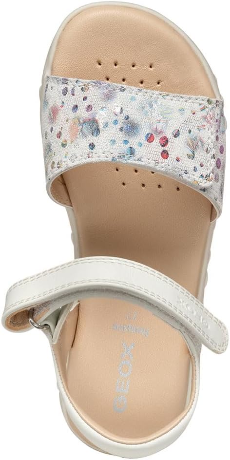 Geox Mädchen J Haiti Girl Sandal, Off White Multicolor