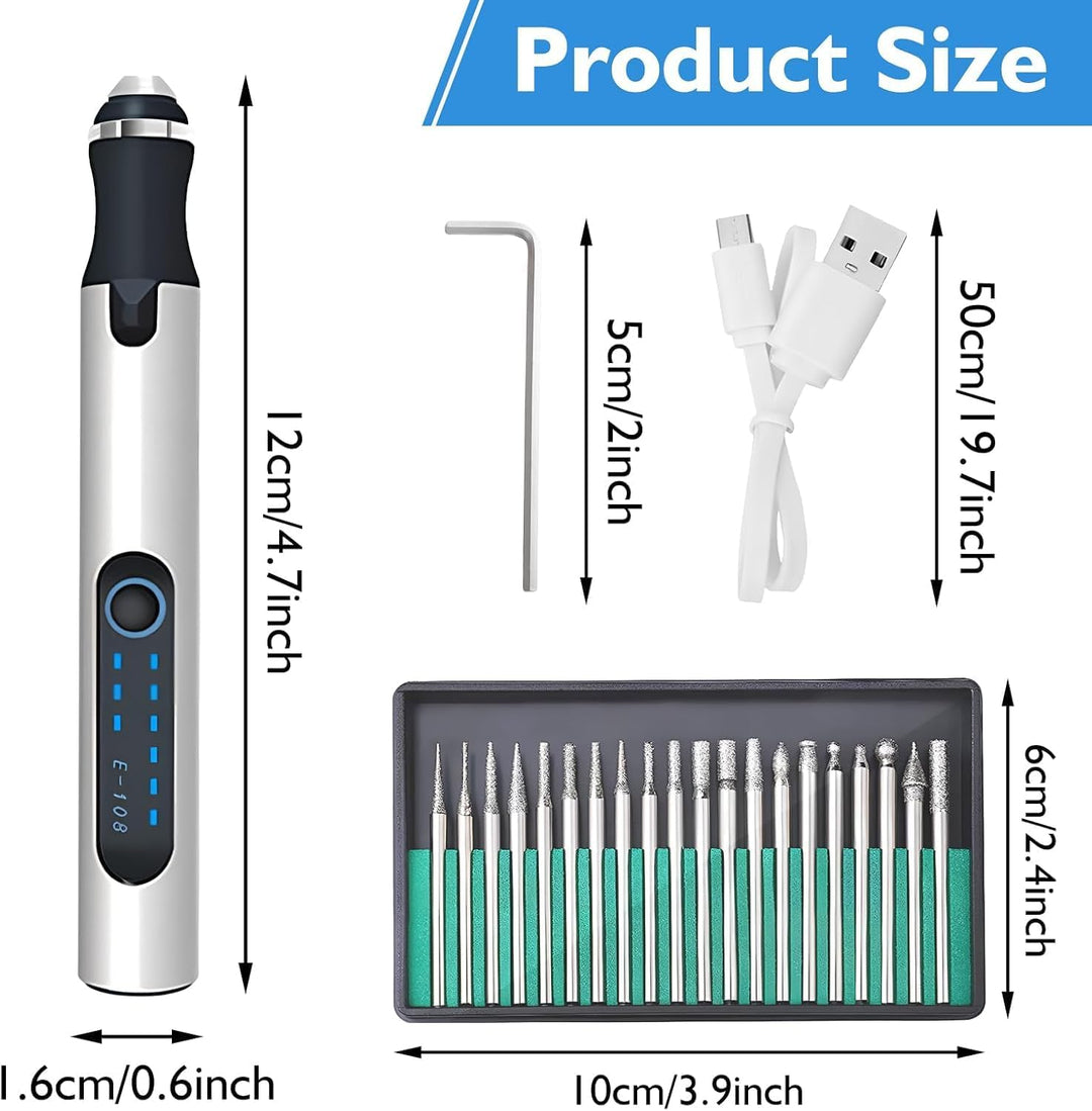 USB Wiederaufladierbar Gravur Werkzeug Kit, Elektrischer Mini Graveur Gravurwerkzeug, Mini Bohrmasch