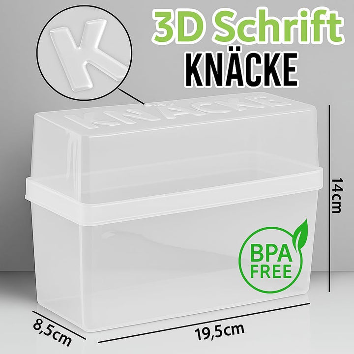 Knäckebrotdose Knäckebrot Box mit Deckel - Brotbox - luftdicht - Aufbewahrungsbox - Transparent/weis