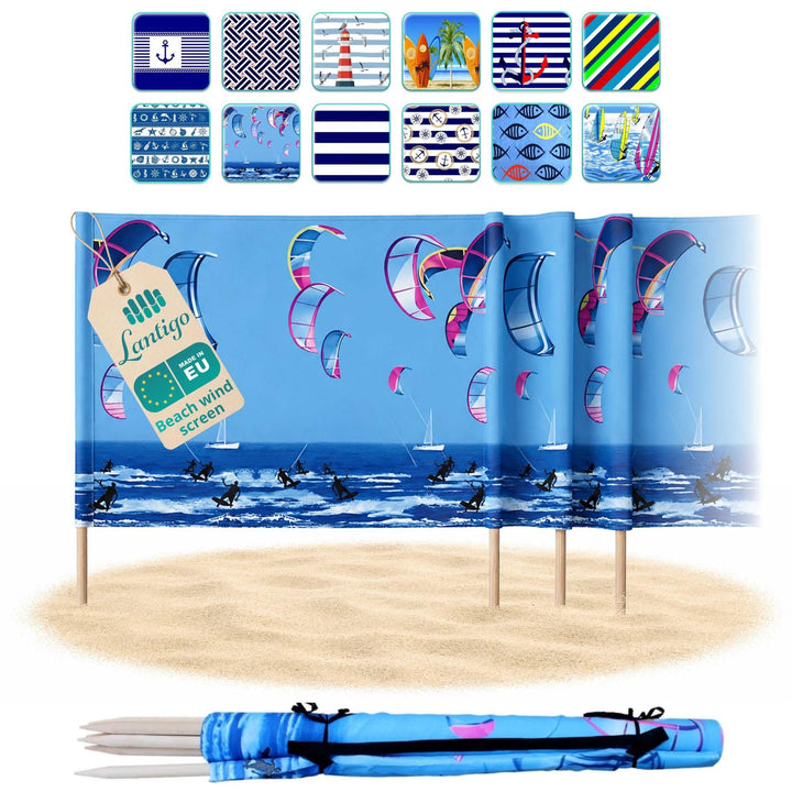 Strandparavent Mikrofaser | Windschutz 80cm | Kitesurfing 16m | Für Familie &amp; Strand | UV-Schutz | S