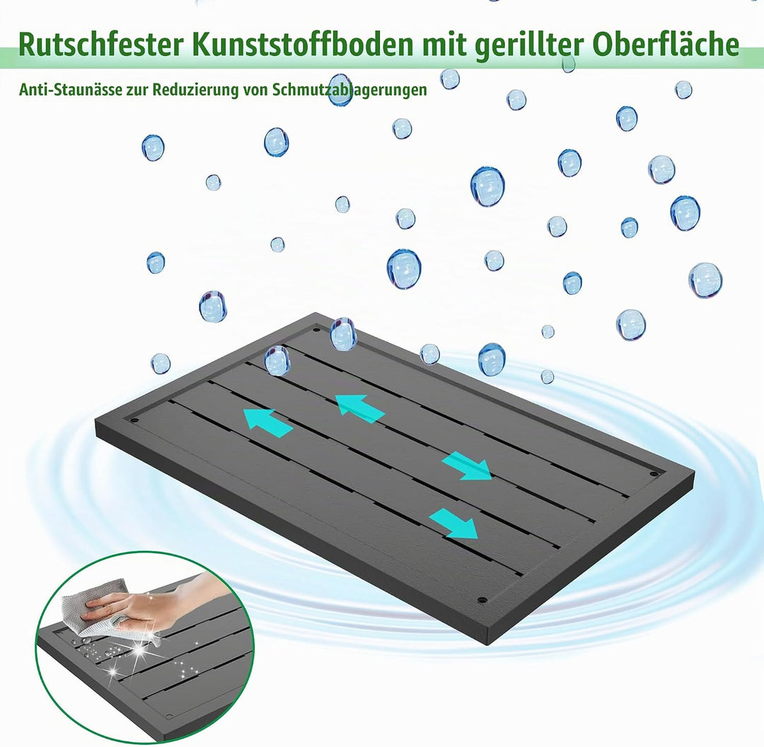 PEILU Kunststoffboden 100 x 56 x 4 cm WPC Bodenelement für Poolleiter oder Pool rutschfest Solardusc