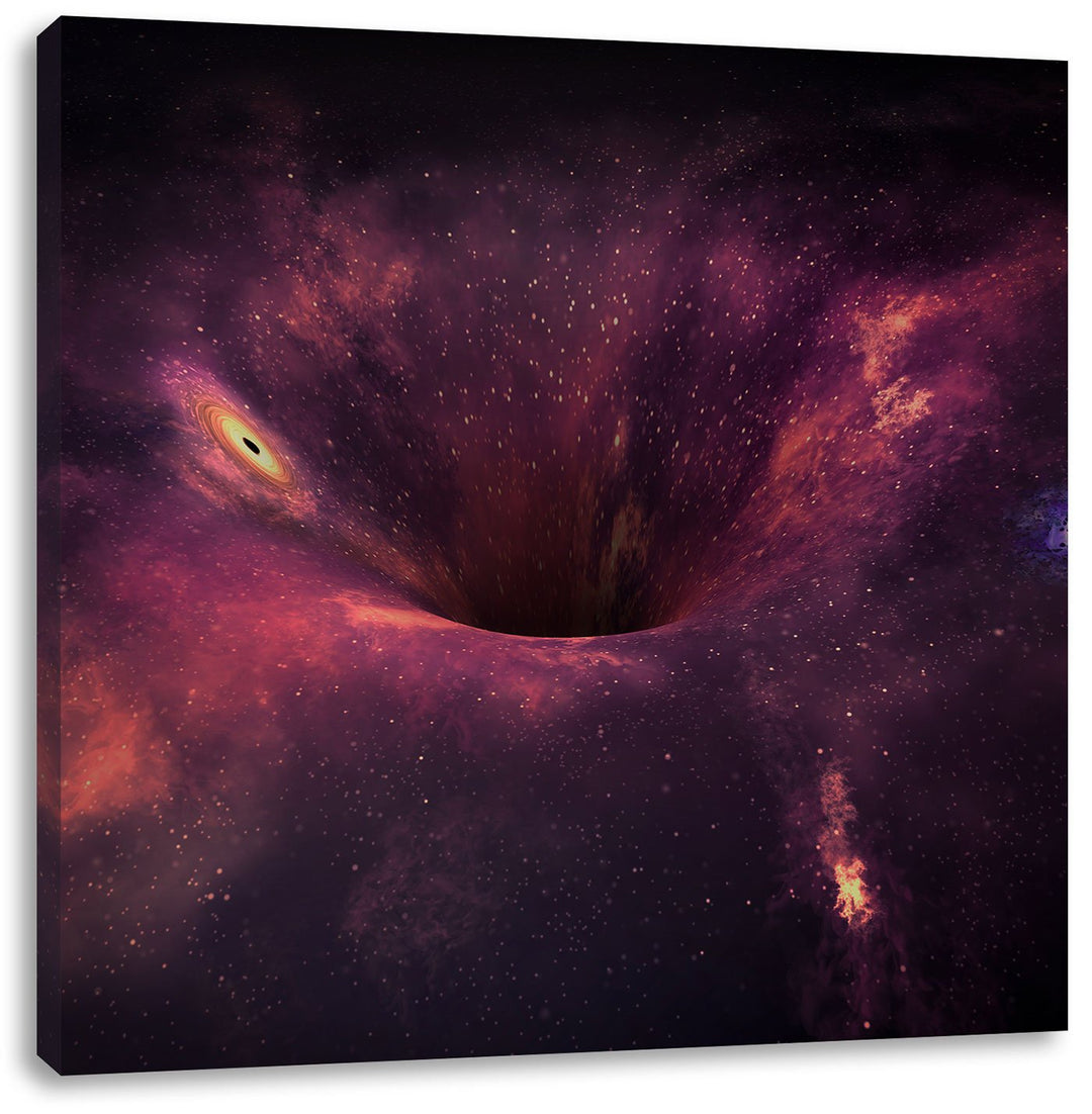 Schwarzes Loch im Weltall, Format: 70x70 auf Leinwand, XXL riesige Bilder fertig gerahmt mit Keilrah