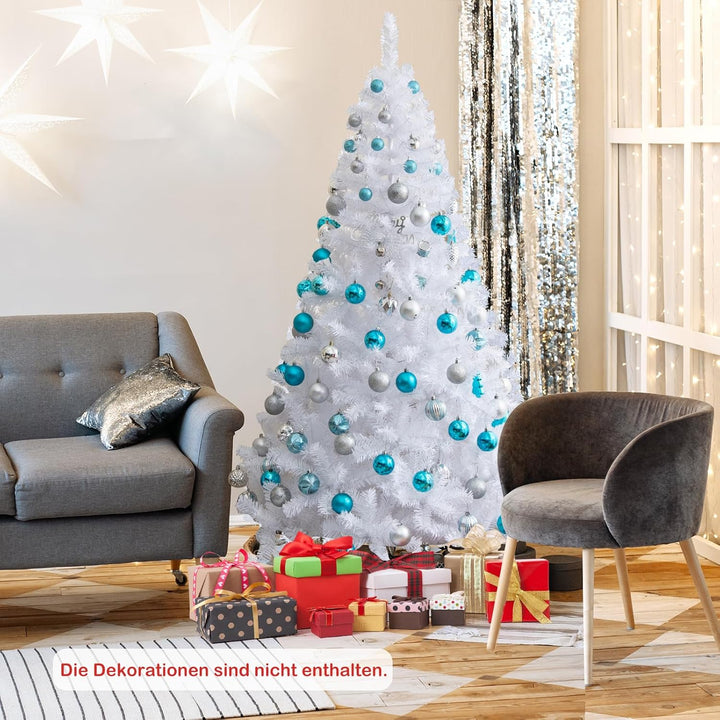 GOPLUS 150/180/210/240cm Weihnachtsbaum Weiss, Festliche Weihnachtdekoration für Zuhause, Weisser Ta