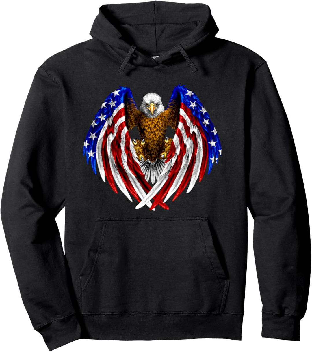 Adler US-Flagge Amerikanische Freiheit Patriotischer 4. Juli Pullover Hoodie