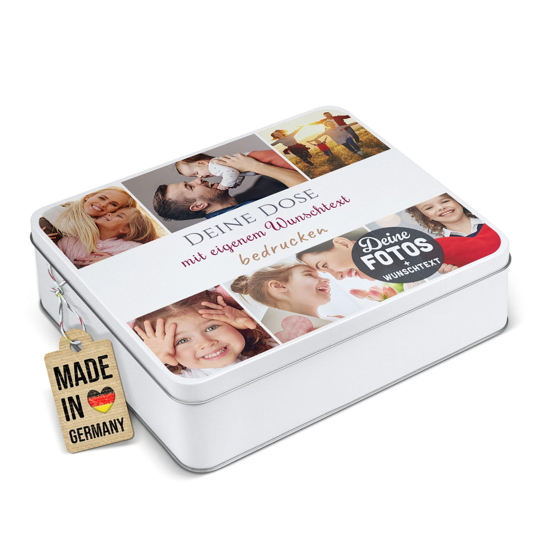 Print Royal PR Geschenkdose selbst gestalten mit 6 Fotos & 3 Zeilen Text - Blechdose bedrucken, Pers