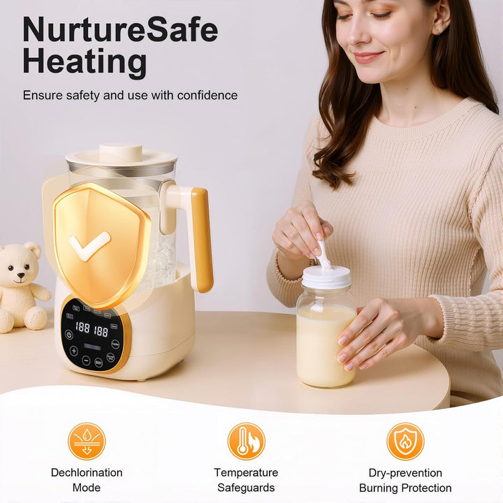 1,3L Flaschenzubereiter für Baby-Flaschenwärmer, Glas Wasserkocher 72 Stunden Thermostat Flaschenvor