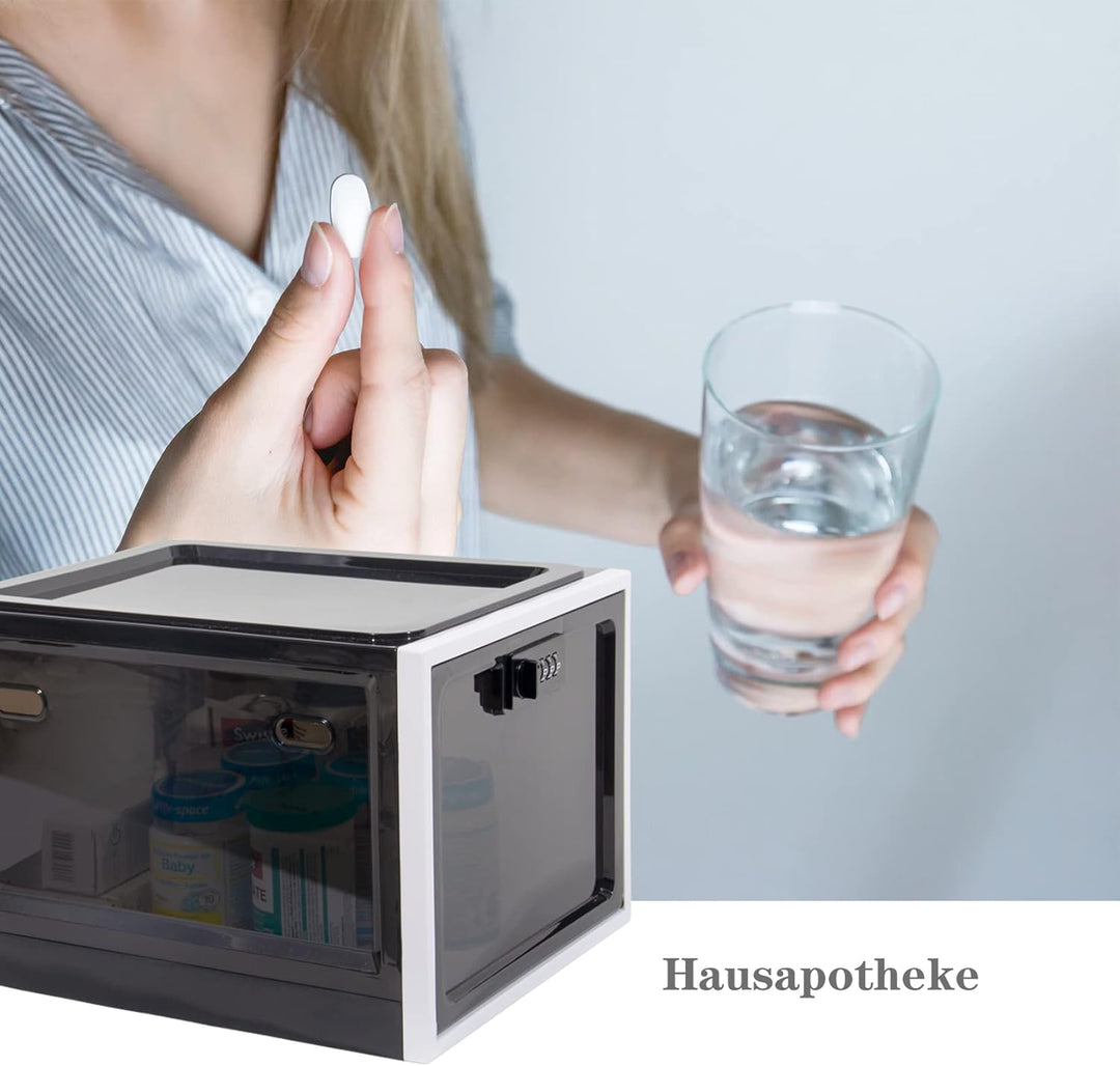 Theo&amp;Cleo Medikamenten Aufbewahrungbox, Abschliessbare Durchsichtige Box für Handys, Süssigkeiten, S
