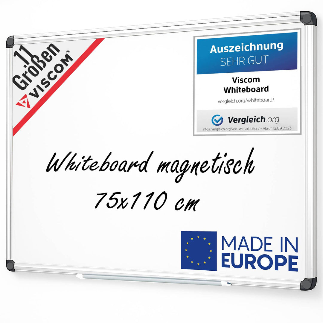 VISCOM Whiteboard magnetisch - 75 x 110 cm - Magnettafel in 11 Grössen - Magnetwand, kratzfest &amp; bes