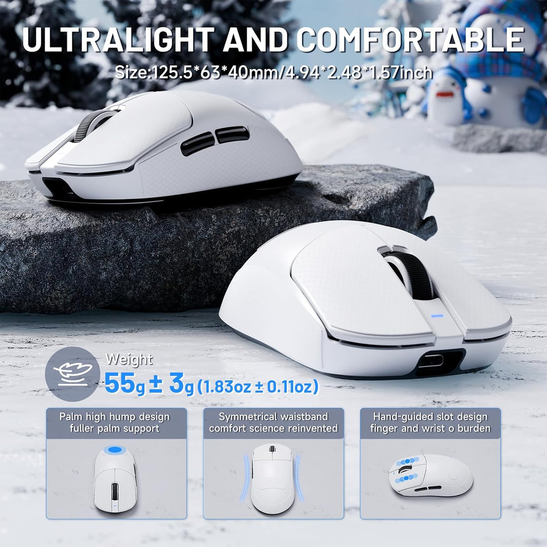 ATTACK SHARK X8 Ultra 8KHz Drahtlose Gaming-Maus, 55g Ultraleicht, Nordic 52840, PAW3950MAX, 42KDPI,