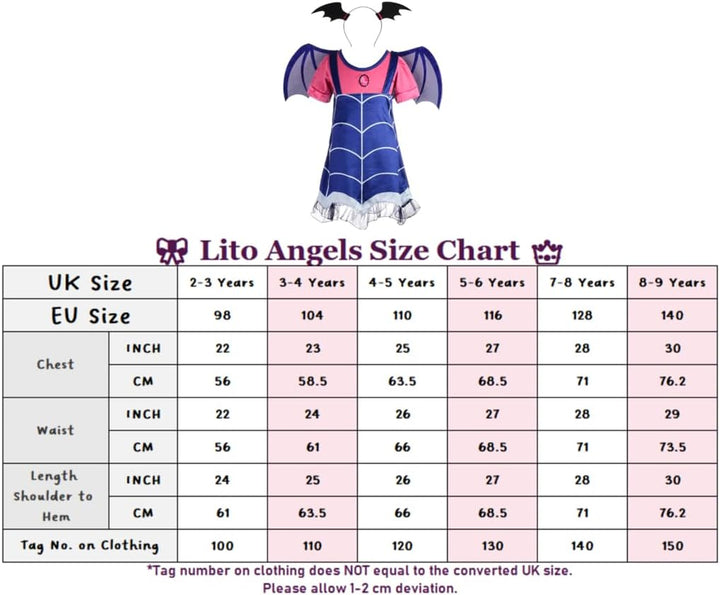 Lito Angels Kostüm Kleid Verkleidung für Kleinkind Mädchen mit Fledermausflügel Haarreifen und Flüge