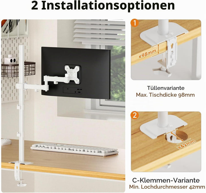 Bracwiser einzelnen Voll einstellbare Stehhöhe Monitorarm Standhalterung 800 mm hoch für Monitor Com