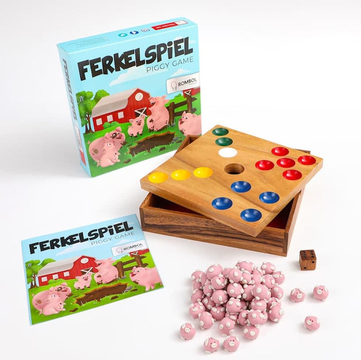 ROMBOL Ferkelspiel - Das Würfelspiel mit den süssen Ferkeln für die ganze Familie, für 2 bis 6 Spiel