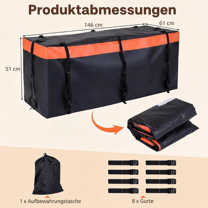 SOARS Heckbox für Anhängerkupplung, 453L Auto Hintere Gepäcktasche aus PVC mit verstärkten Riemen &amp;