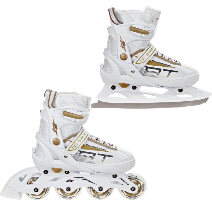 RAVEN Profession 2in1 Schlittschuhe Inlineskates Inliner für Kinder und Erwachsene verstellbar 38-42