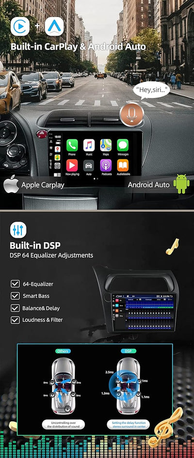 BXLIYER - [6G+128G] - Android 12 IPS Autoradio Passt für Honda Civic (2006-2012) - Kabellos CarPlay/