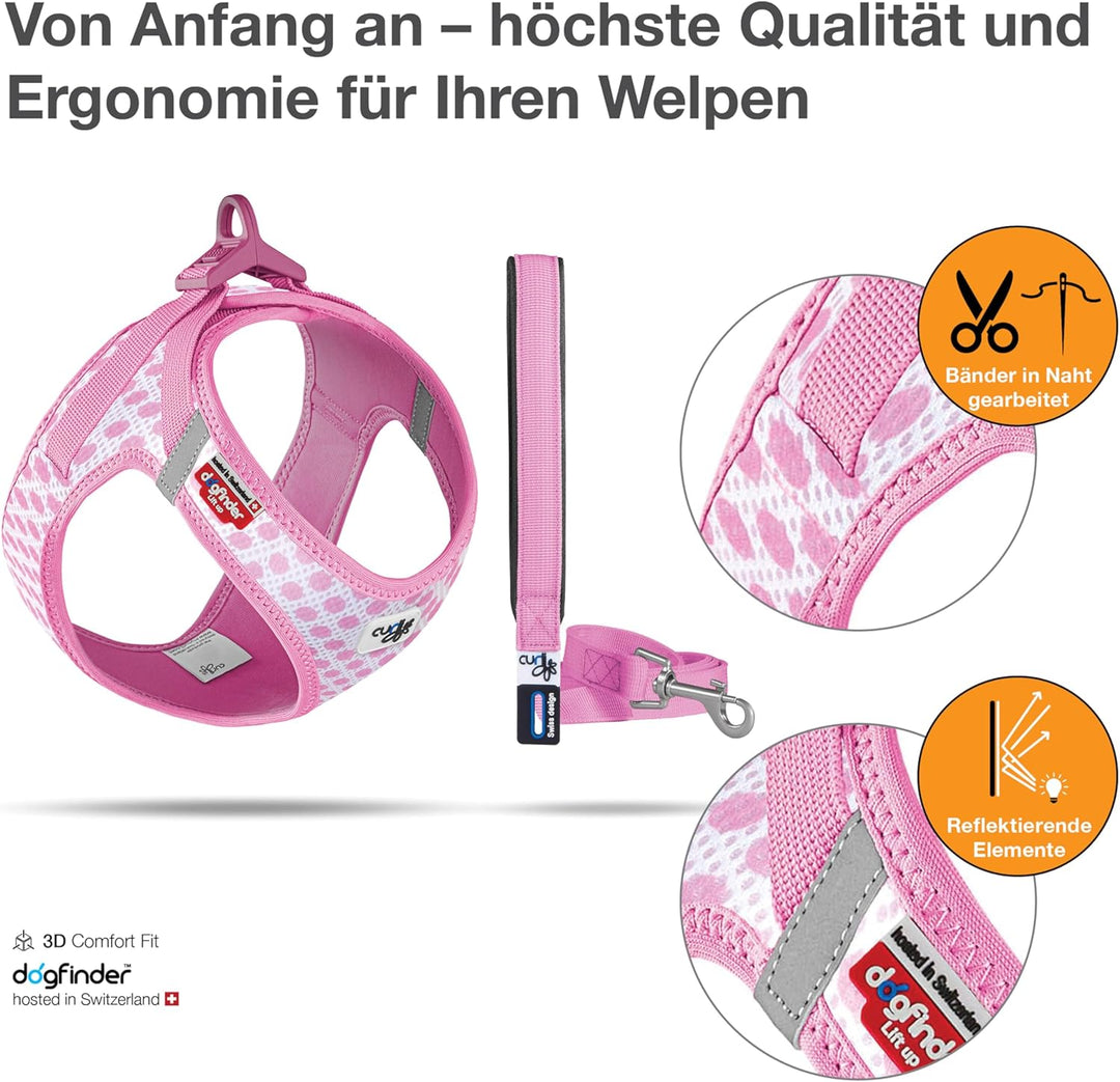 Vest Harness Air-Mesh Pink-Circles 3XS & Leash M 3XS Pink-Circles, 3XS Pink-Circles
