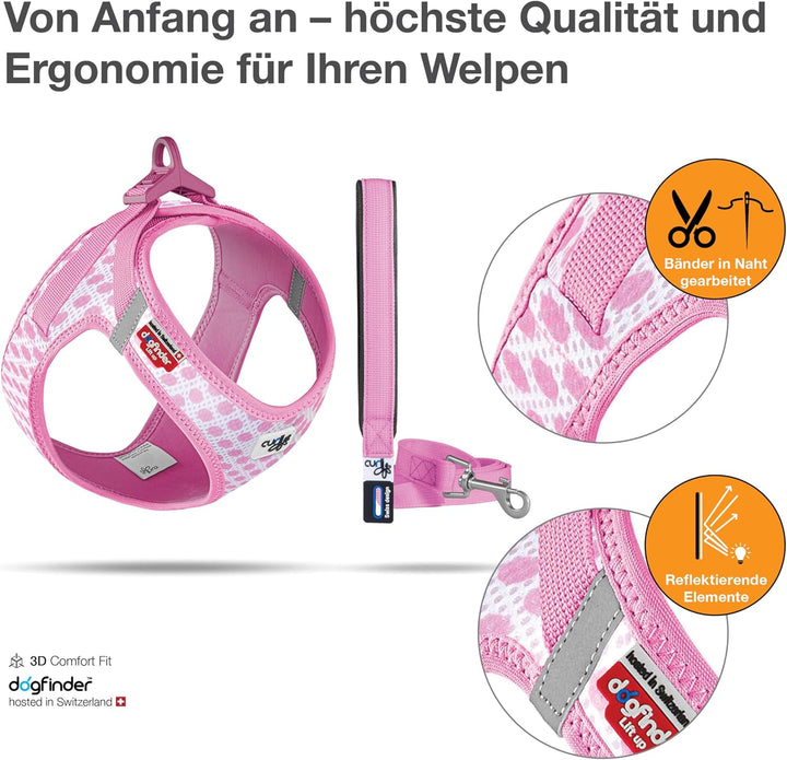Vest Harness Air-Mesh Pink-Circles 3XS & Leash M 3XS Pink-Circles, 3XS Pink-Circles