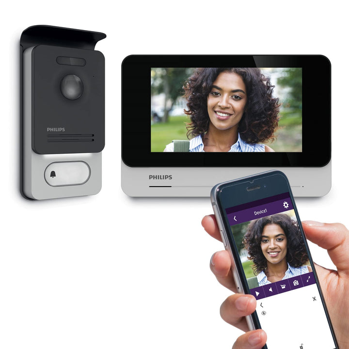 PHILIPS WelcomeEye CONNECT, Video Türsprechanlage, 2 Draht Technik, 7 Zoll Touch Monitor, incl. Smar