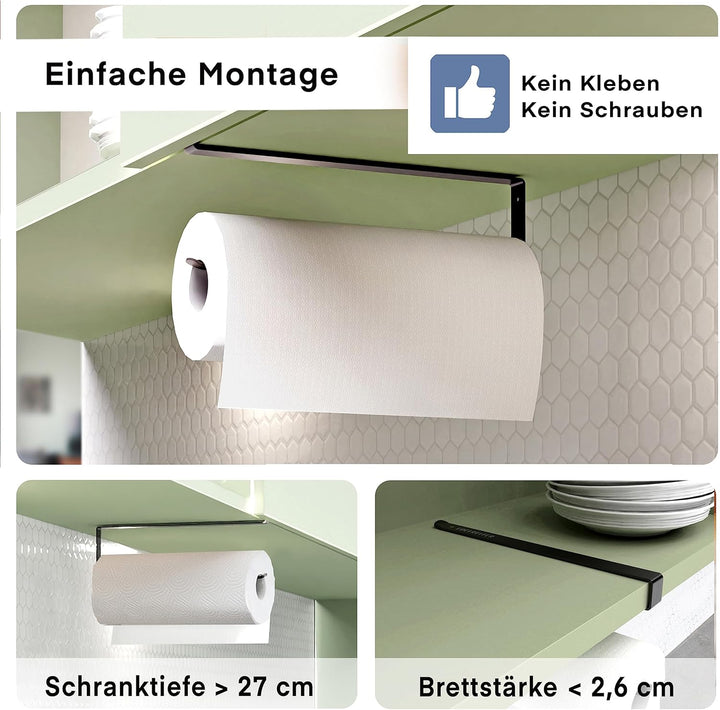 EDELREITER® Küchenrollenhalter ohne Bohren | hochwertiger Küchenrollenhalter Edelstahl | Halter Küch